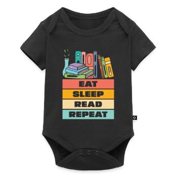 Manger dormir lire des livres répétés pour les amateurs de livres - Body à manches courtes Premium Bébé - noir - Devant