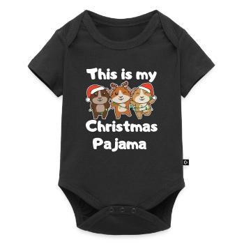 Guinea Pig Christmas Pajamas - Baby Premium short-sleeve bodysuit - black - Front