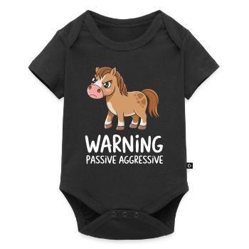 Warning Passive Aggressive Horse Cartoon - Baby Premium short-sleeve bodysuit - black - Front