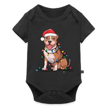 American Terrier Christmas Lights Xmas - Baby Premium short-sleeve bodysuit - black - Front