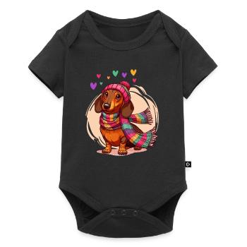 Chien Teckel Coeur Teckel Amour Teckel Propriétaire Drôle - Body à manches courtes Premium Bébé - noir - Devant