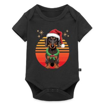 Teckel Noël Chien Dresseur Chien Rétro Drôle - Body à manches courtes Premium Bébé - noir - Devant