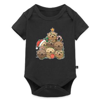 Otter Christmas Tree Funny Animal Christmas - Baby Premium short-sleeve bodysuit - black - Front