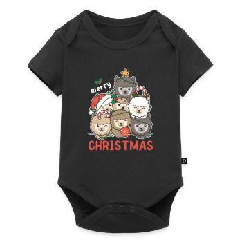 Arbre de Noël en alpaga Joyeux Noël - Body à manches courtes Premium Bébé - noir - Devant