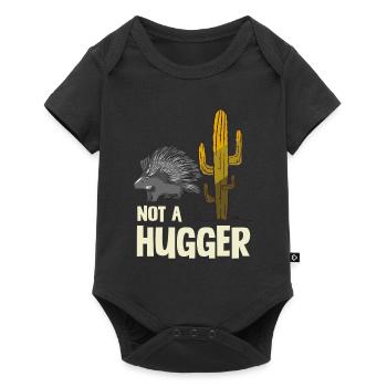 Stachelschwein Humor "Not A Hugger" Kaktus - Baby Premium Kurzarmbody - Schwarz - Vorne