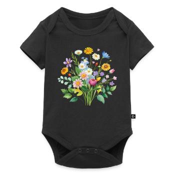 Colorful Wildflowers Bouquet Illustration - Baby Premium short-sleeve bodysuit - black - Front