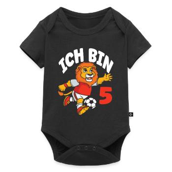 Funny Lion Football I'm 5 Children's Birthday - Baby Premium short-sleeve bodysuit - black - Front