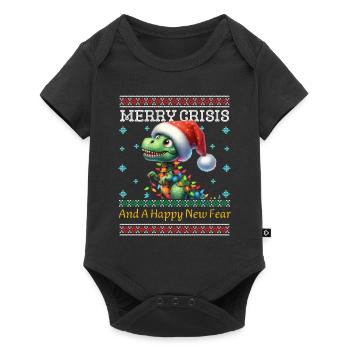 Dino Ugly Christmas Merry Crisis Weihnachten - Baby Premium Kurzarmbody - Schwarz - Vorne