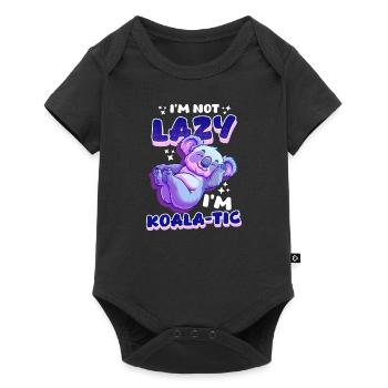 Koala Ich bin nicht faul, ich bin Koala-Tic - Baby Premium Kurzarmbody - Schwarz - Vorne