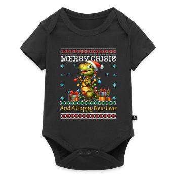 Dino Weihnachten Merry Crisis Ugly Christmas - Baby Premium short-sleeve bodysuit - black - Front