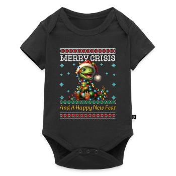Dino Merry Crisis Weihnachten Ugly Christmas - Baby Premium Kurzarmbody - Schwarz - Vorne
