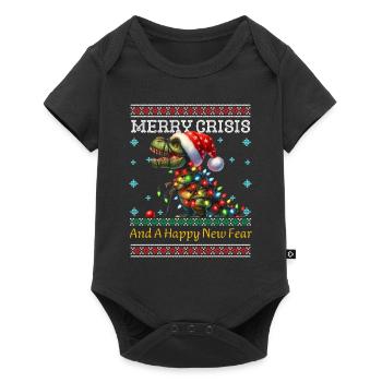 T-Rex Merry Crisis Weihnachten Ugly Christmas - Baby Premium short-sleeve bodysuit - black - Front