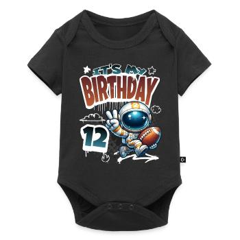 Astronaut 12th Birthday Football - Baby Premium short-sleeve bodysuit - black - Front