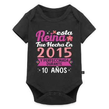 10 Jahre Geburtstagsgeschenk Mädchen Made in 2015 - Baby Premium Kurzarmbody - Schwarz - Vorne