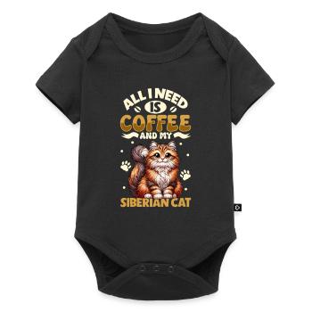 Coffee and my Siberian cat - Baby Premium short-sleeve bodysuit - black - Front