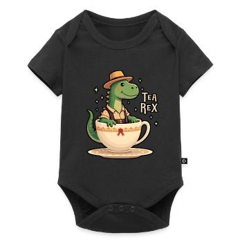 Tea Rex T-Rex Lederhose Lederhosn - Baby Premium Kurzarmbody - Schwarz - Vorne