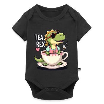 Tea Rex Trachtenshirt Dirndl T-Rex - Baby Premium Kurzarmbody - Schwarz - Vorne