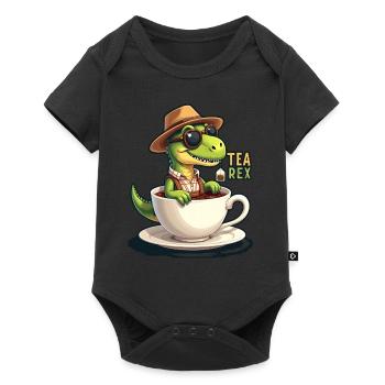 Tea Rex Tyrannosaurus Rex Lederhosn - Baby Premium Kurzarmbody - Schwarz - Vorne