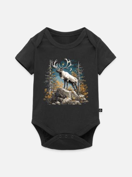 Caribou Karibus Karibu - Baby Premium Kurzarmbody - Schwarz