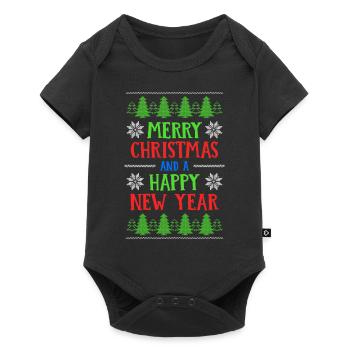 Joyeux Noël et une bonne année - Body à manches courtes Premium Bébé - noir - Devant