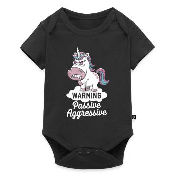 Warnung Passiv Aggressives Einhorn - Baby Premium Kurzarmbody - Schwarz - Vorne