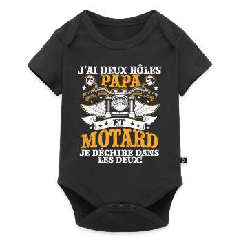 J'ai Deux Roles PAPY Et Motard Je Dechire Dans - Body à manches courtes Premium Bébé - noir - Devant