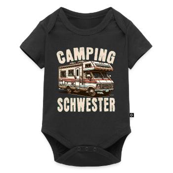 Camping Schwester - Baby Premium Kurzarmbody - Schwarz - Vorne