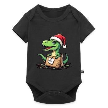 Tea Rex Dinosaurier Weihnachtsmann Mütze - Baby Premium Kurzarmbody - Schwarz - Vorne