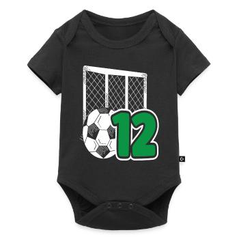 Fête d’anniversaire des enfants de football de 12 ans - Body à manches courtes Premium Bébé - noir - Devant