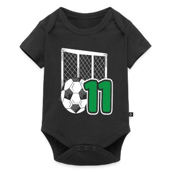 Fête d’anniversaire des enfants de football 11 ans - Body à manches courtes Premium Bébé - noir - Devant