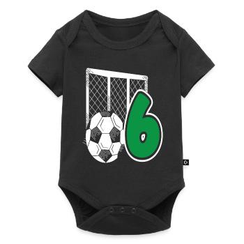 Fête d’anniversaire des enfants de football de 6 ans - Body à manches courtes Premium Bébé - noir - Devant