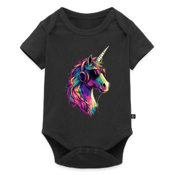 Unicorn Colorful Rainbow Horses Riding Unicorns - Baby Premium short-sleeve bodysuit - black - Front