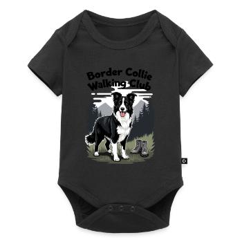 Border Collie Walking Club - Baby Premium Kurzarmbody - Schwarz - Vorne