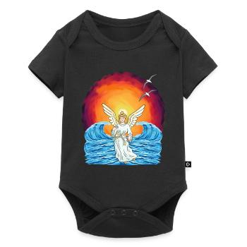 Angel Sunset Sea Waves Nature - Baby Premium short-sleeve bodysuit - black - Front