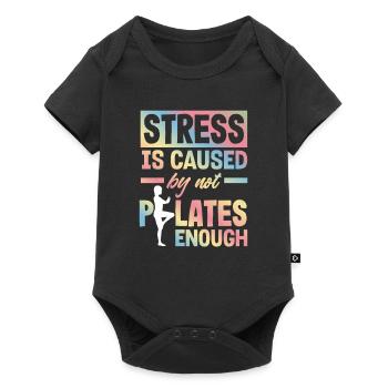 Stress is caused by too little Pilates - Baby Premium short-sleeve bodysuit - black - Front