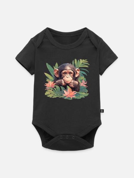 Chimpanzee Schimpansen Schimpanse - Baby Premium Kurzarmbody - Schwarz