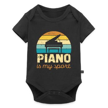 Piano Ist Mein Sport Retro Design - Baby Premium Kurzarmbody - Schwarz - Vorne