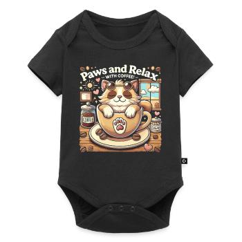 Pfötchen geben und bei Kaffee entspannen - Baby Premium Kurzarmbody - Schwarz - Vorne