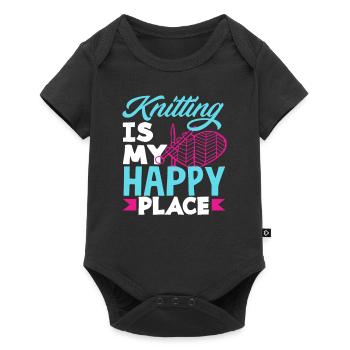 Stricken Ist Mein Glücklicher Ort - Baby Premium Kurzarmbody - Schwarz - Vorne