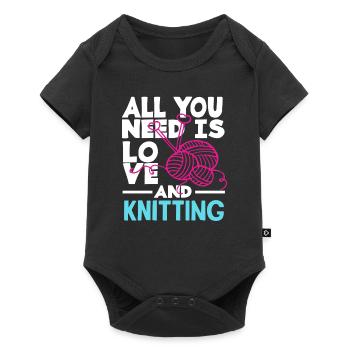 All you need is love and knitting - Baby Premium short-sleeve bodysuit - black - Front