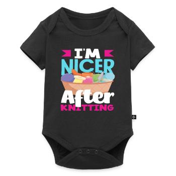 I'm nicer after knitting - Baby Premium short-sleeve bodysuit - black - Front