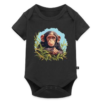 Chimpanzé Schimpansen Schimpanse - Body à manches courtes Premium Bébé - noir - Devant