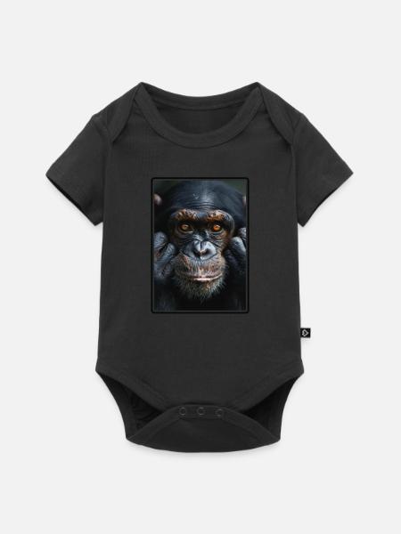 Chimpanzee Schimpansen Schimpanse - Baby Premium Kurzarmbody - Schwarz