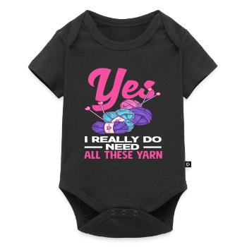yes I need to knit all this wool - Baby Premium short-sleeve bodysuit - black - Front