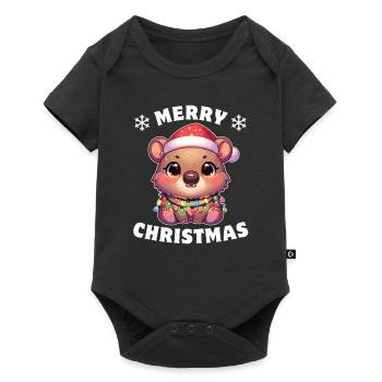 Chapeau de Noël Noël Fées Guirlandes Wombat - Body à manches courtes Premium Bébé - noir - Devant