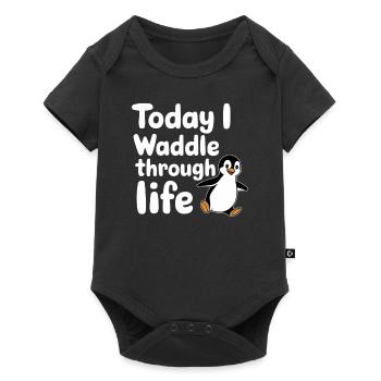 Aujourd’hui, je me dandine dans la vie Pingouin - Body à manches courtes Premium Bébé - noir - Devant