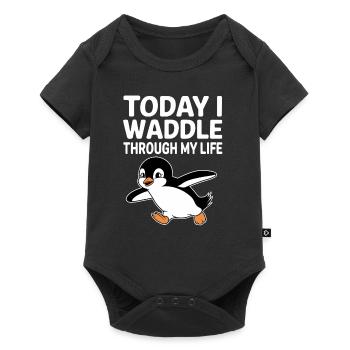 Aujourd’hui, je me dandine dans ma vie avec Penguin - Body à manches courtes Premium Bébé - noir - Devant