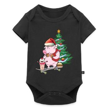 Pig Gifts Santa Claus Christmas Skater - Baby Premium short-sleeve bodysuit - black - Front