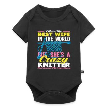 Best woman in the world knitting crazy - Baby Premium short-sleeve bodysuit - black - Front