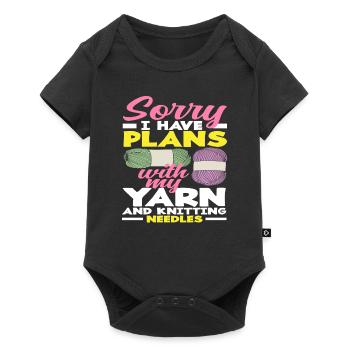 Sorry I have plans with my yarn and - Baby Premium short-sleeve bodysuit - black - Front